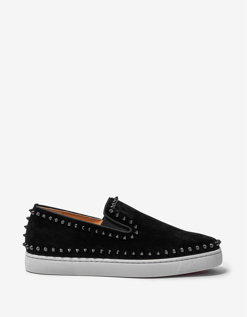 Christian Louboutin Pik Boat Black Suede Leather Trainers