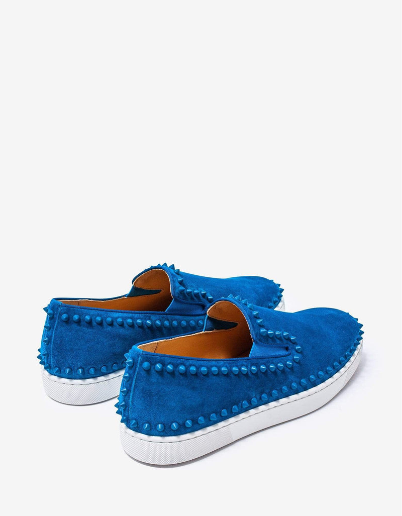 Christian Louboutin Pik Boat Blue Suede Leather Trainers