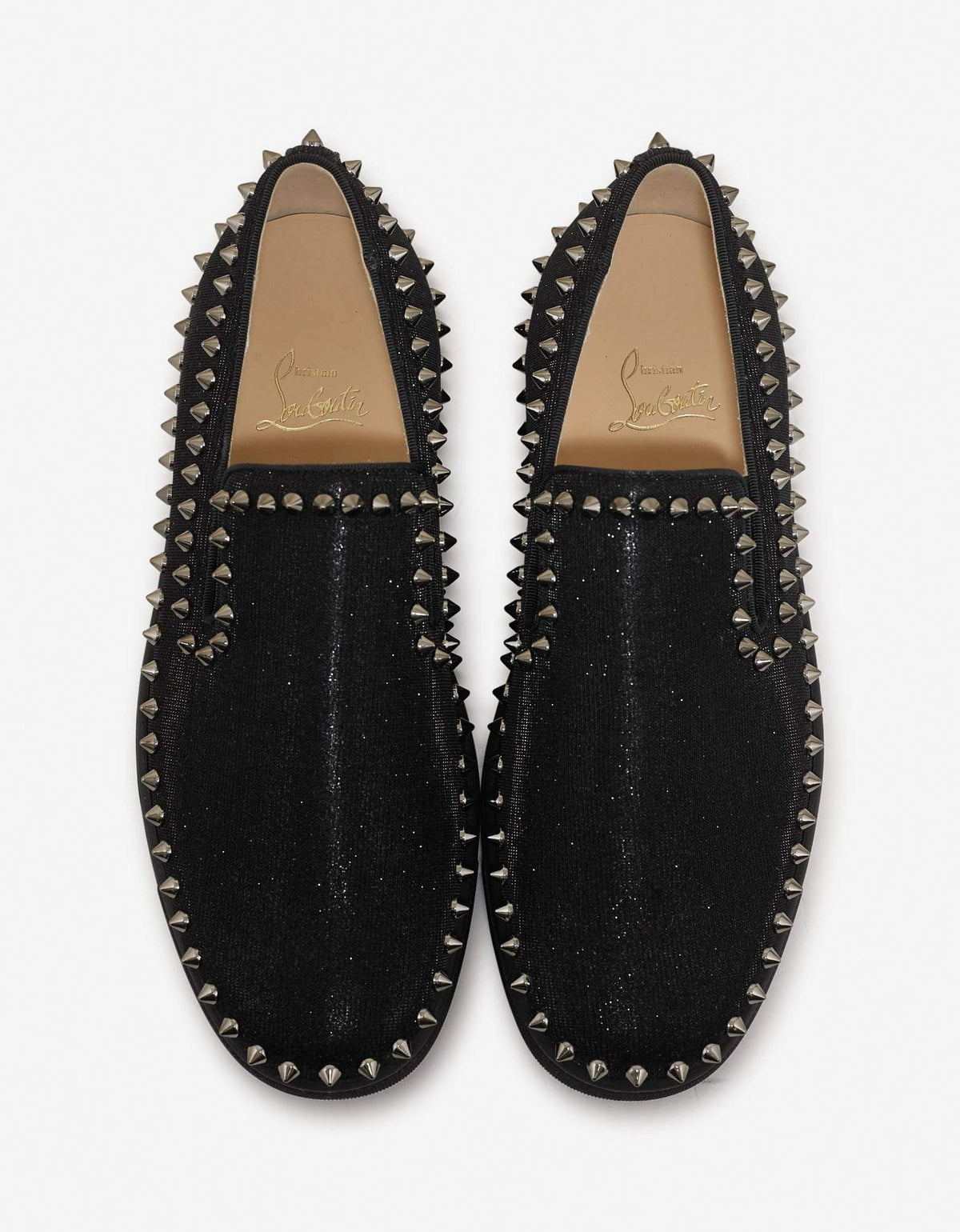 Christian Louboutin Pik Boat Flat Black Glitter Tennis Trainers