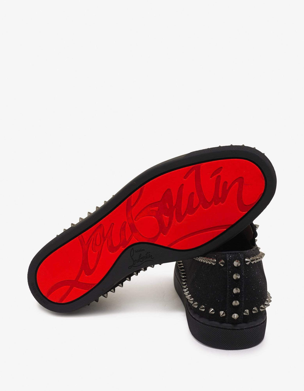 Christian Louboutin Pik Boat Flat Black Glitter Tennis Trainers