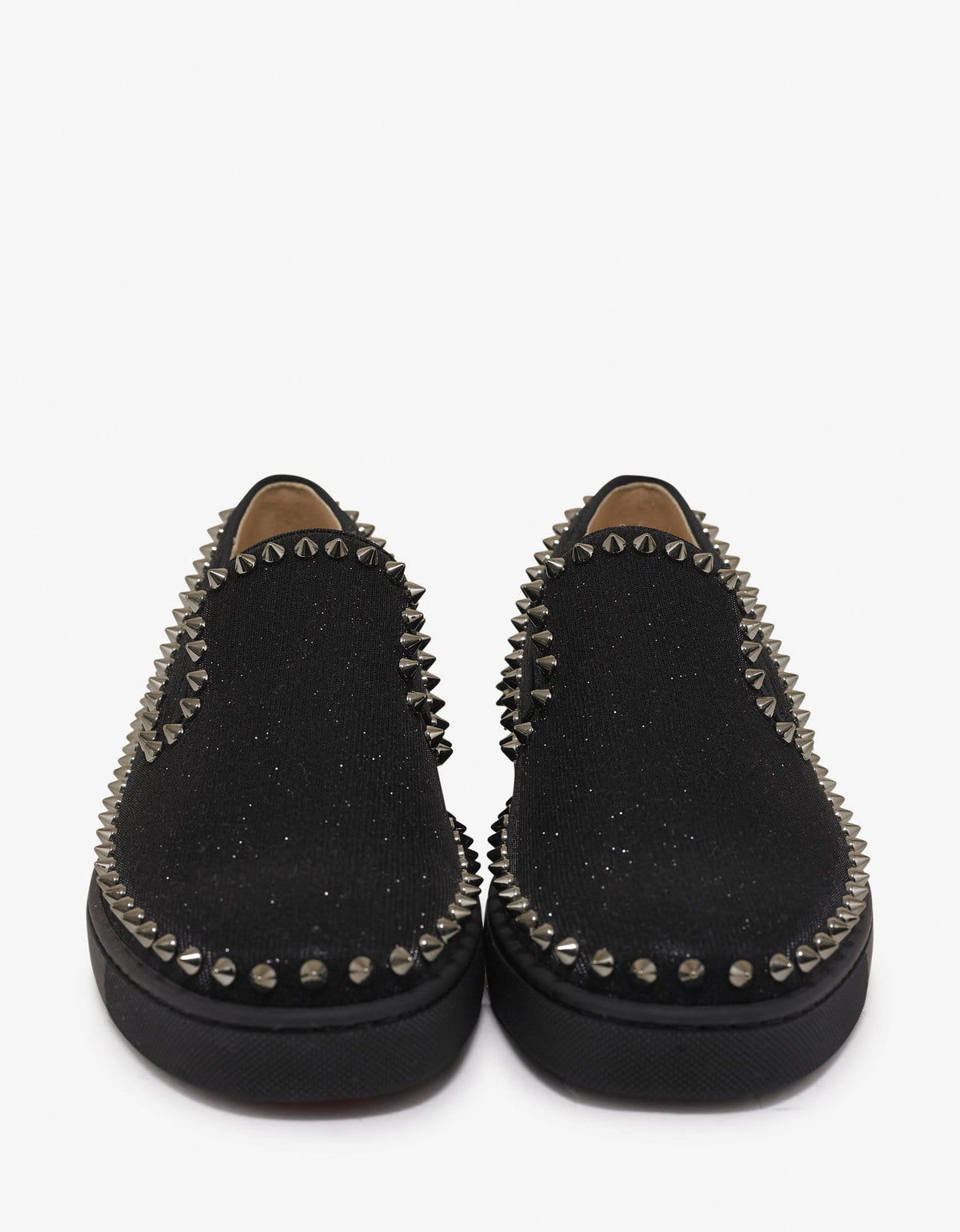 Christian Louboutin Pik Boat Flat Black Glitter Tennis Trainers