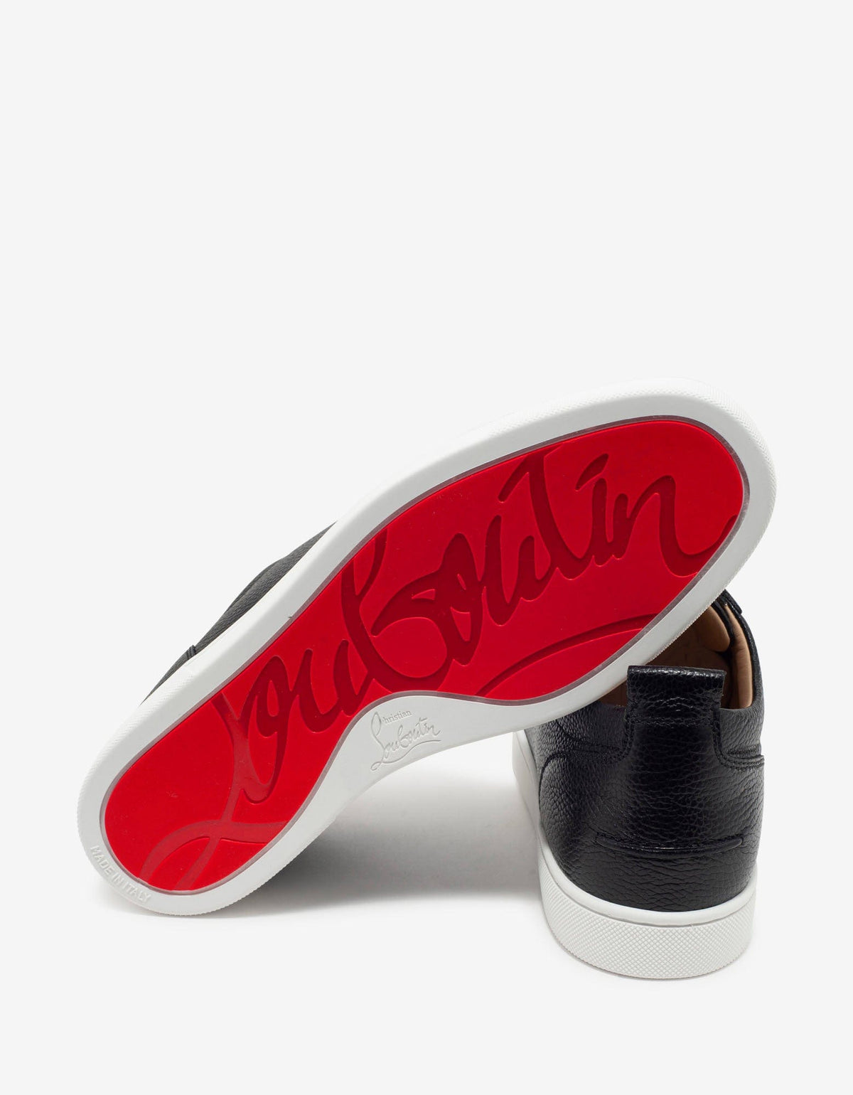 Christian Louboutin Rantulow Black Grain Leather Trainers