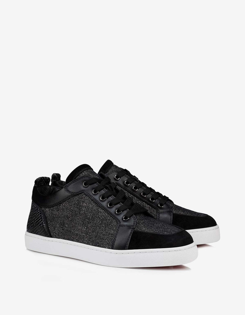 Christian Louboutin Rantulow Black Linen Trainers