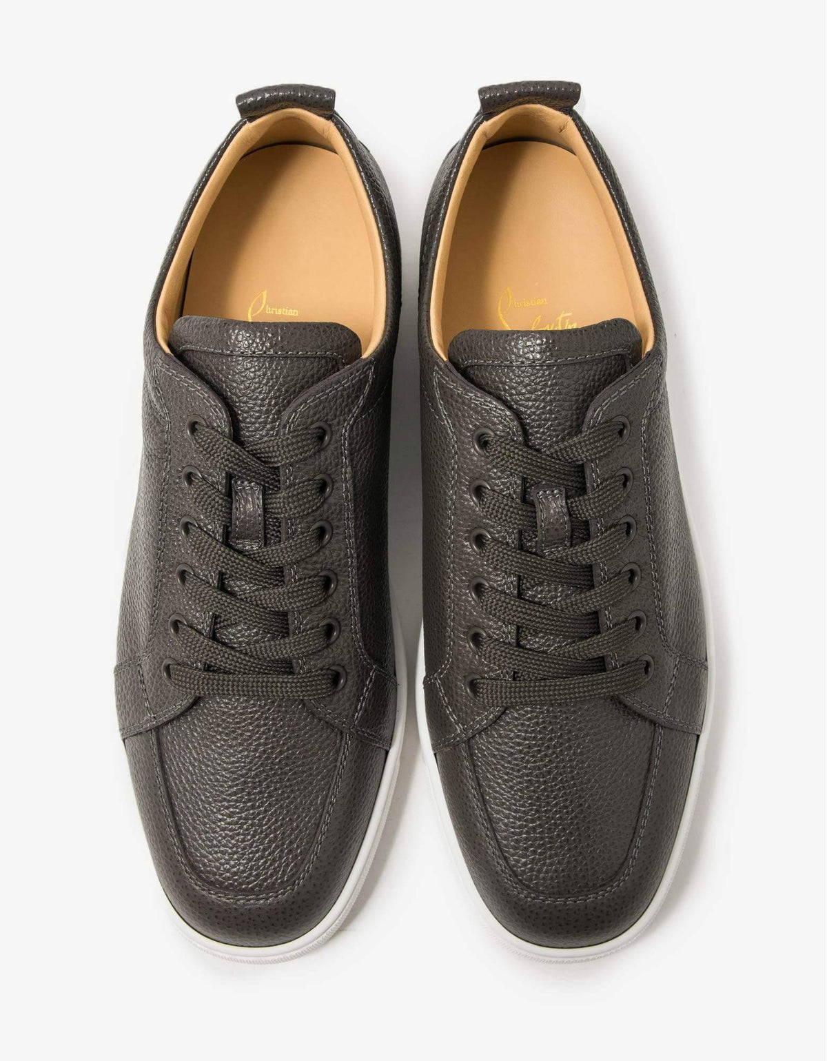 Christian Louboutin Rantulow Grey Grain Leather Trainers