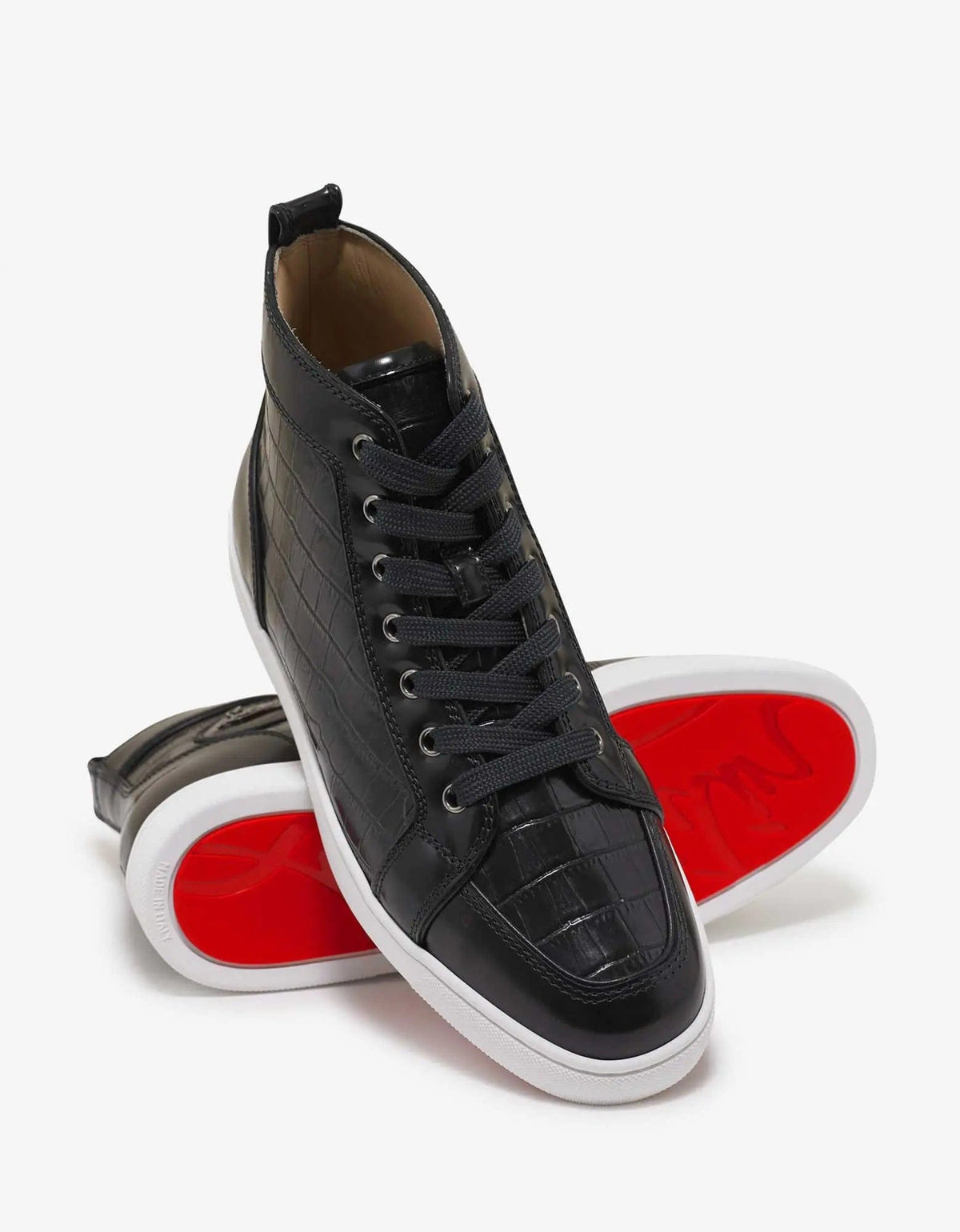 Christian Louboutin Rantus Flat Croc Embossed High Top Trainers