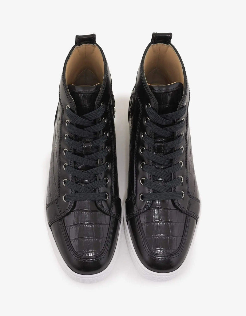 Christian Louboutin Rantus Flat Croc Embossed High Top Trainers