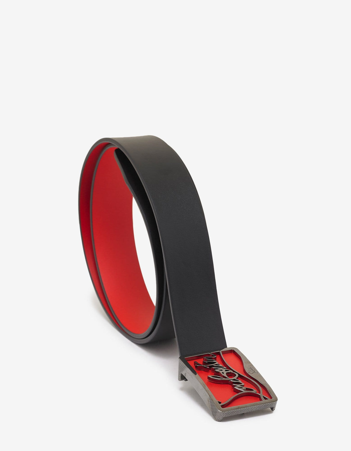 Christian Louboutin Ricky Signature Logo Buckle Black Belt