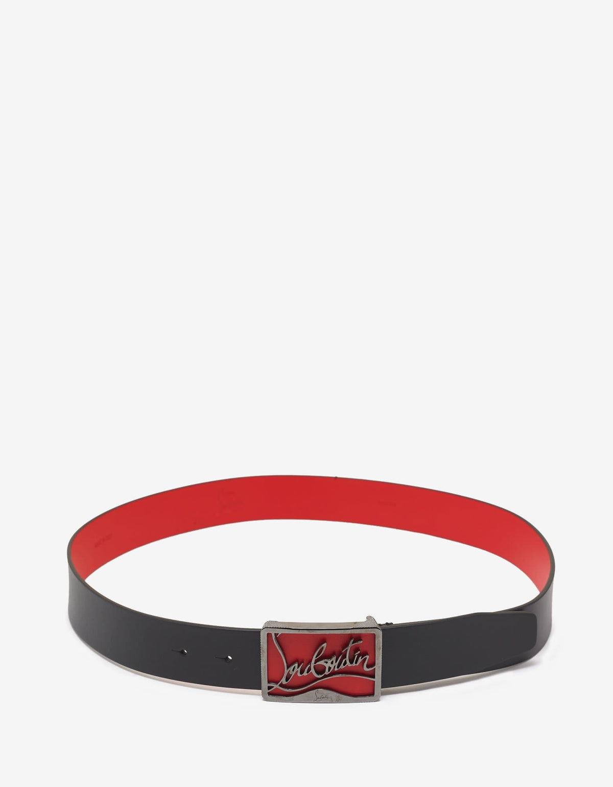 Christian Louboutin Ricky Signature Logo Buckle Black Belt