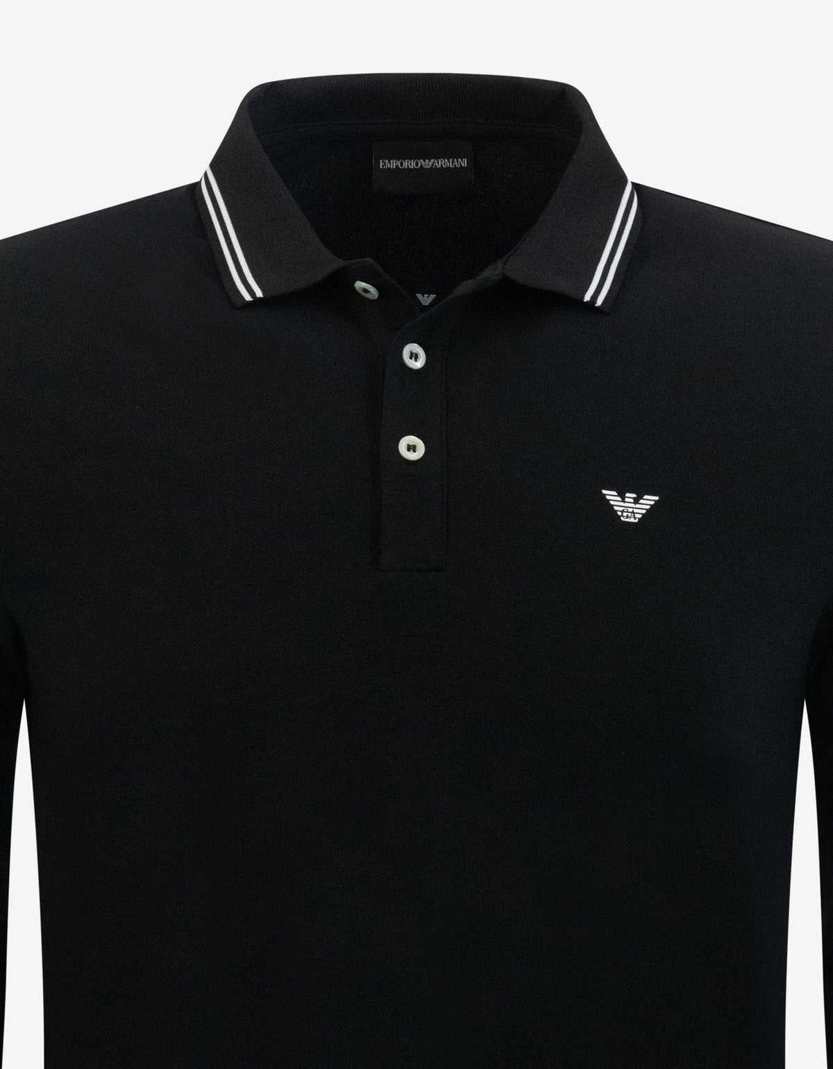 Emporio Armani Black Eagle Logo Long Sleeve Polo T-Shirt