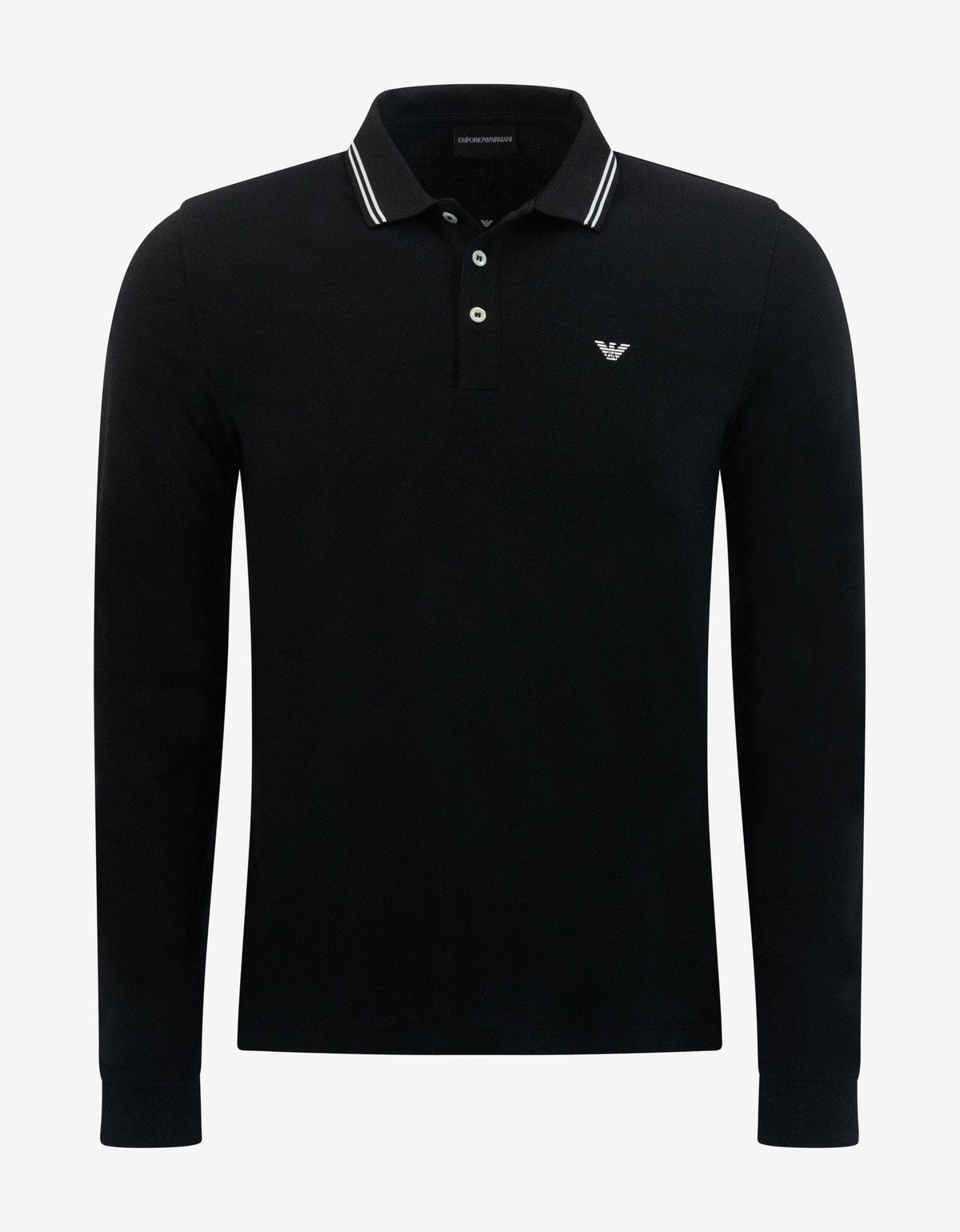 Emporio Armani Black Eagle Logo Long Sleeve Polo T-Shirt