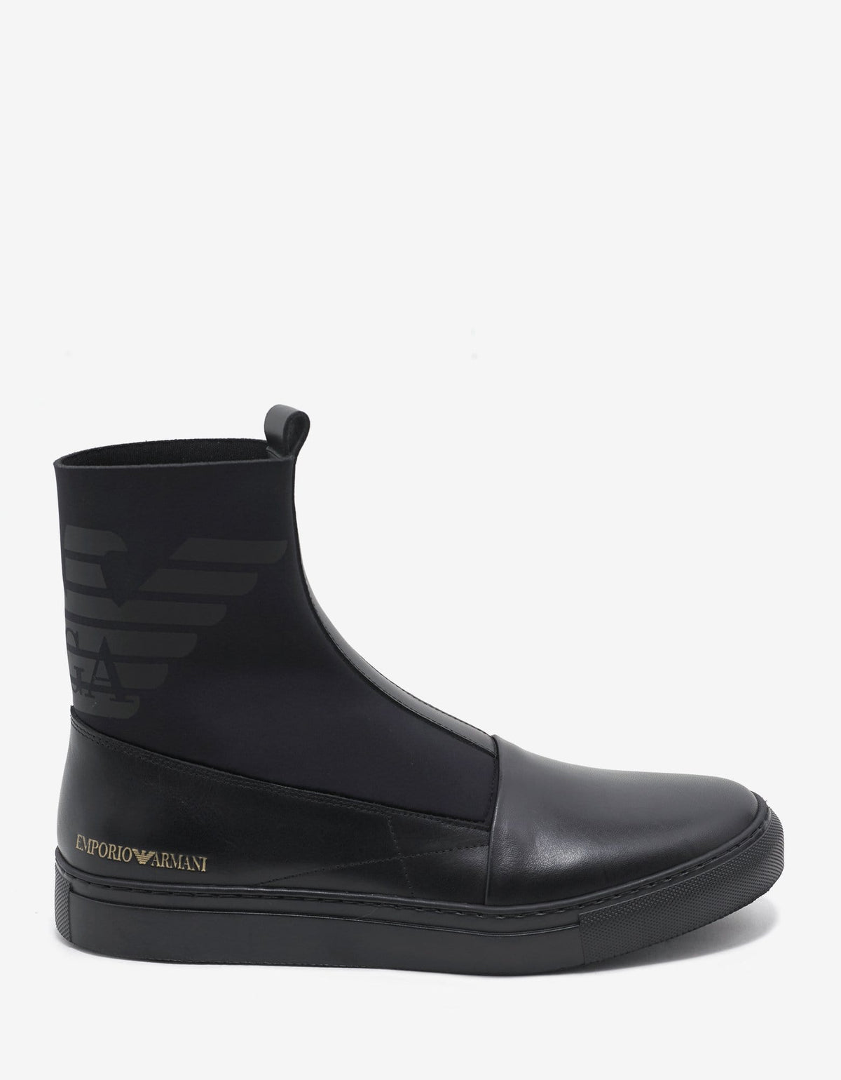 Emporio Armani Black Leather & Neoprene Boots