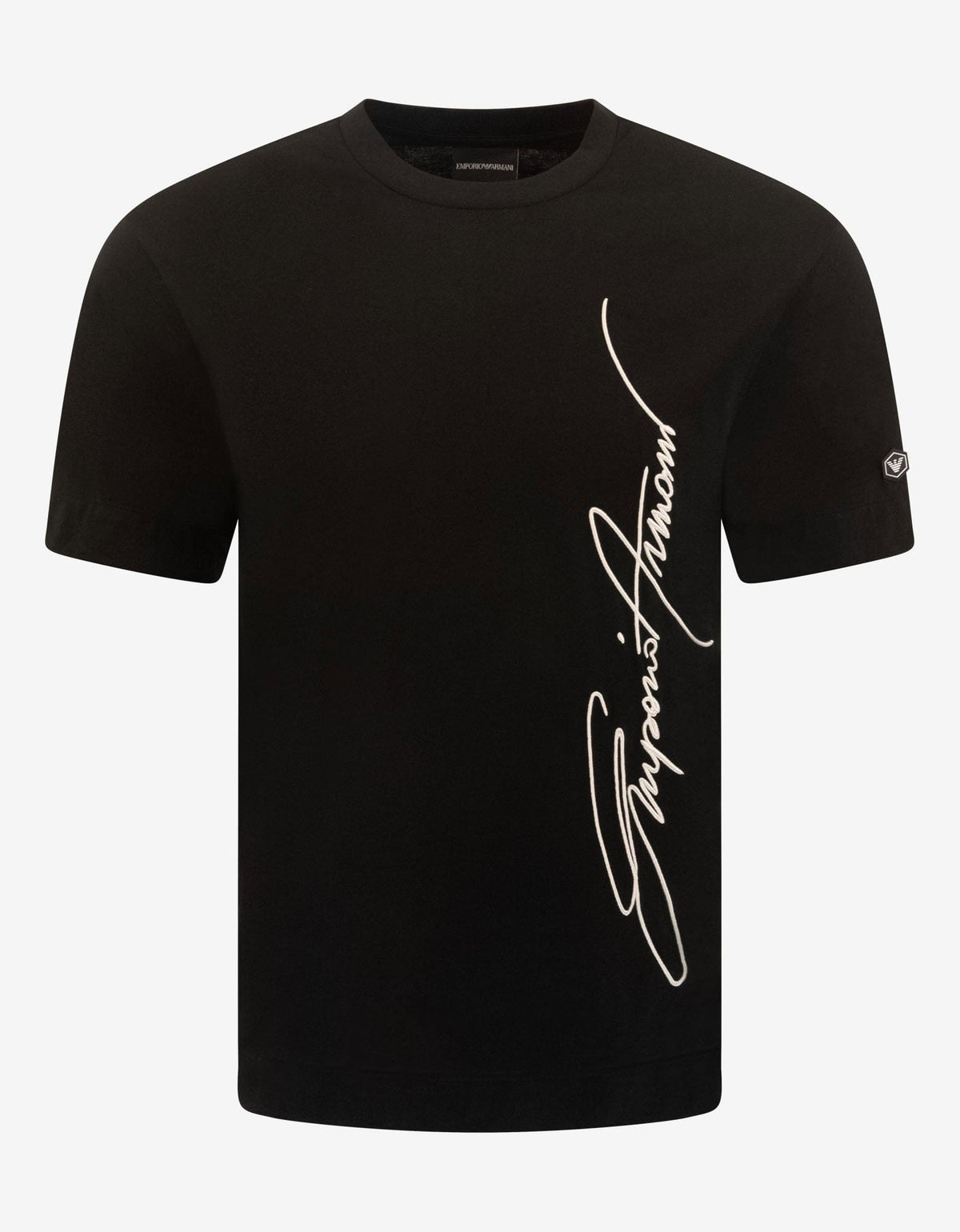 Emporio Armani Black Signature Logo Embroidery T-Shirt