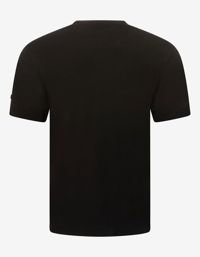 Emporio Armani Black Signature Logo Embroidery T-Shirt