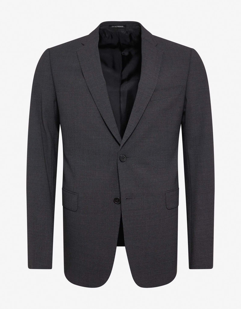 Emporio Armani Grey Wool-Blend Two-Button Suit