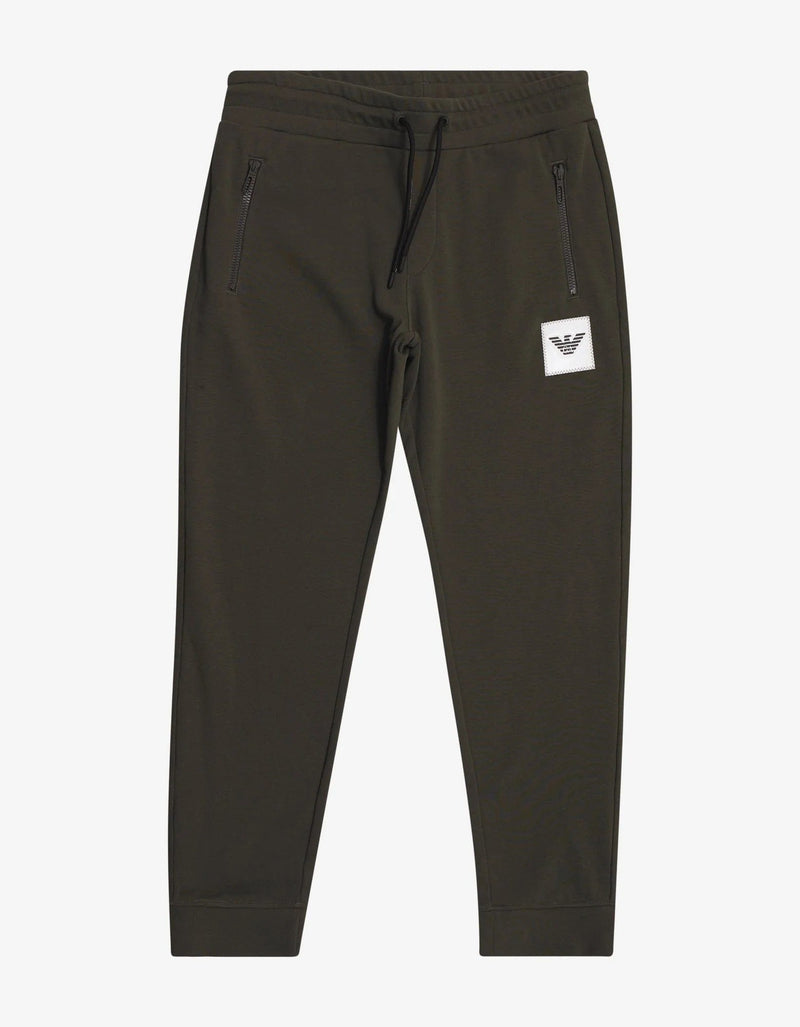 Emporio Armani Khaki Eagle Logo Patch Sweat Pants