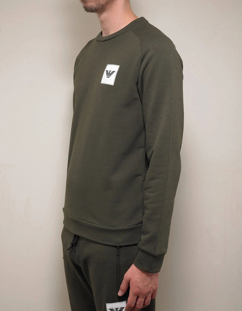 Emporio Armani Khaki Eagle Logo Patch Sweatshirt