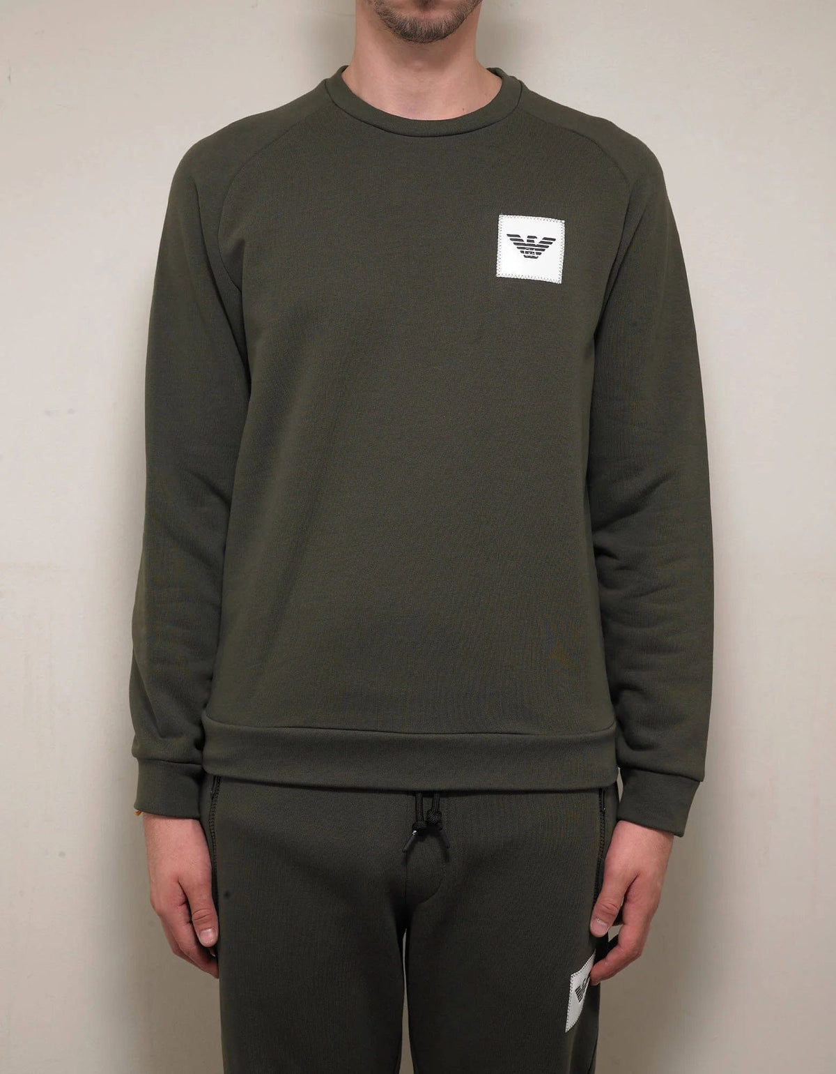 Emporio Armani Khaki Eagle Logo Patch Sweatshirt