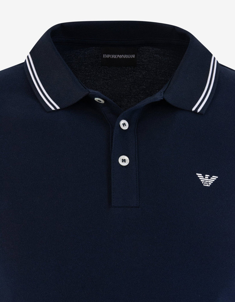 Emporio Armani Navy Blue Eagle Logo Long Sleeve Polo T-Shirt