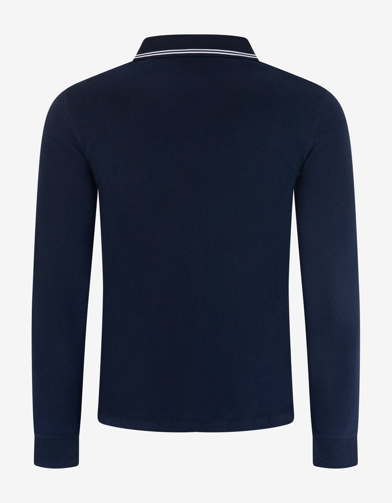 Emporio Armani Navy Blue Eagle Logo Long Sleeve Polo T-Shirt