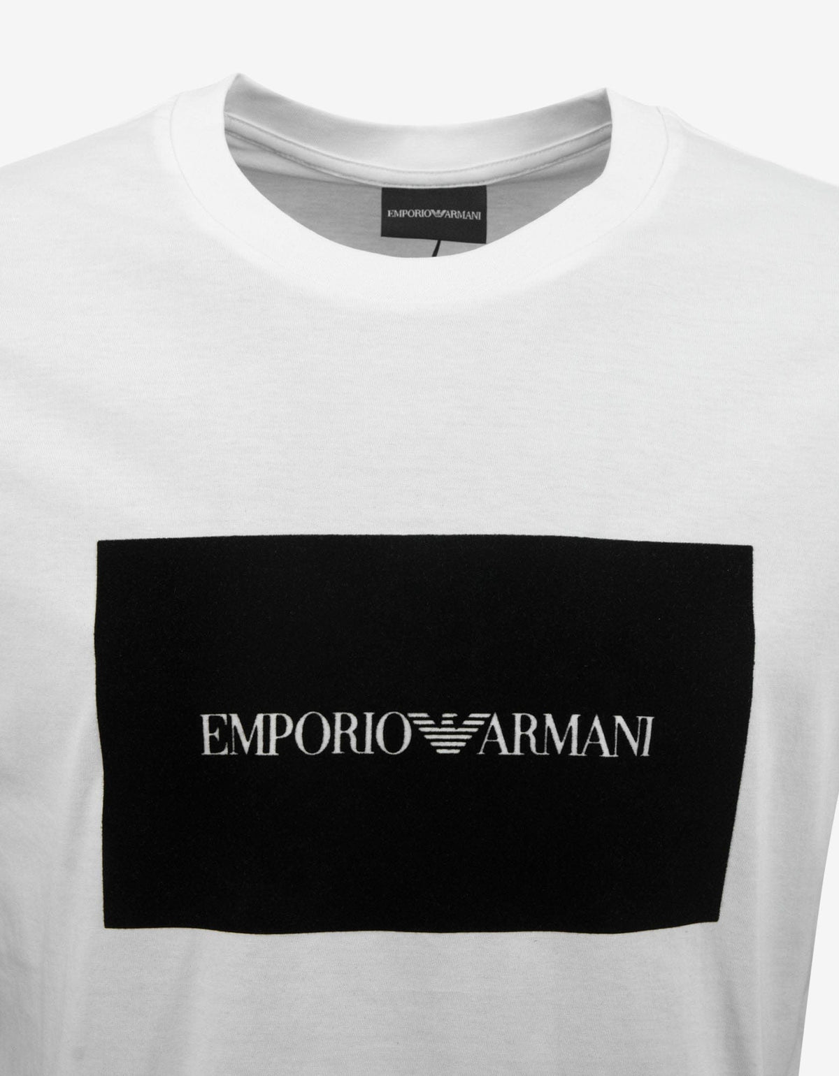 Emporio Armani White Felt Logo Panel T-Shirt