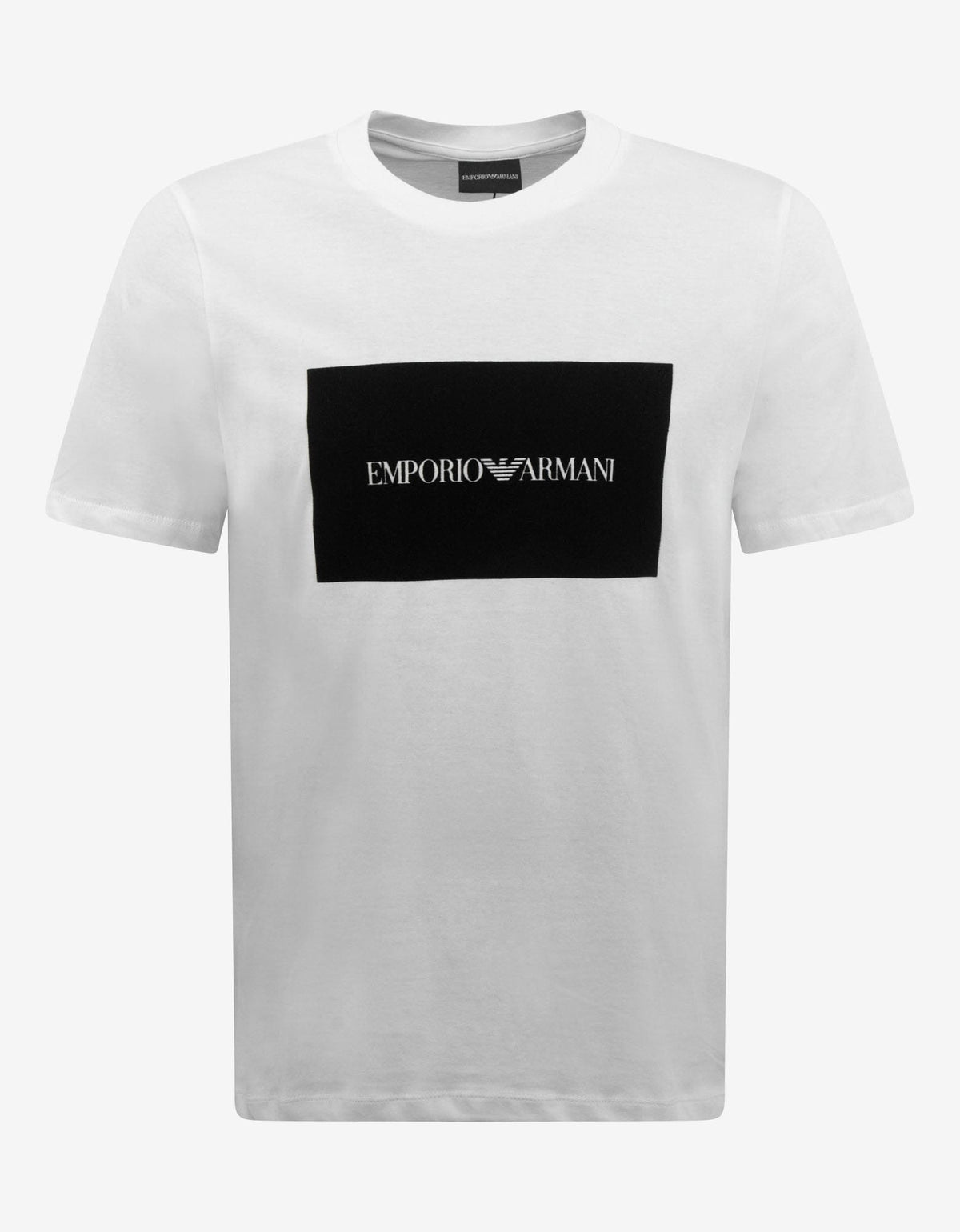 Emporio Armani White Felt Logo Panel T-Shirt