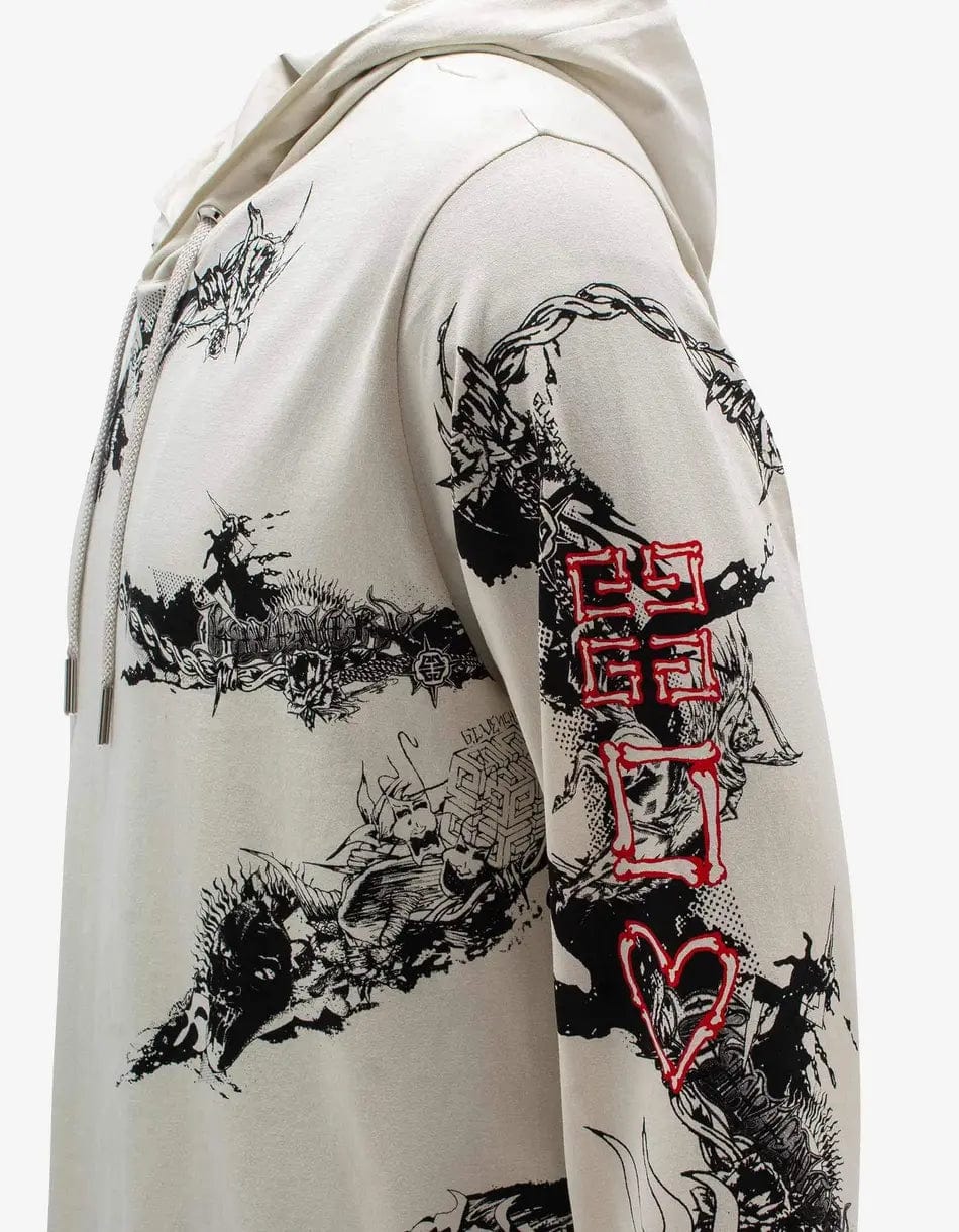 Givenchy Beige Gothic Print Oversized Hoodie