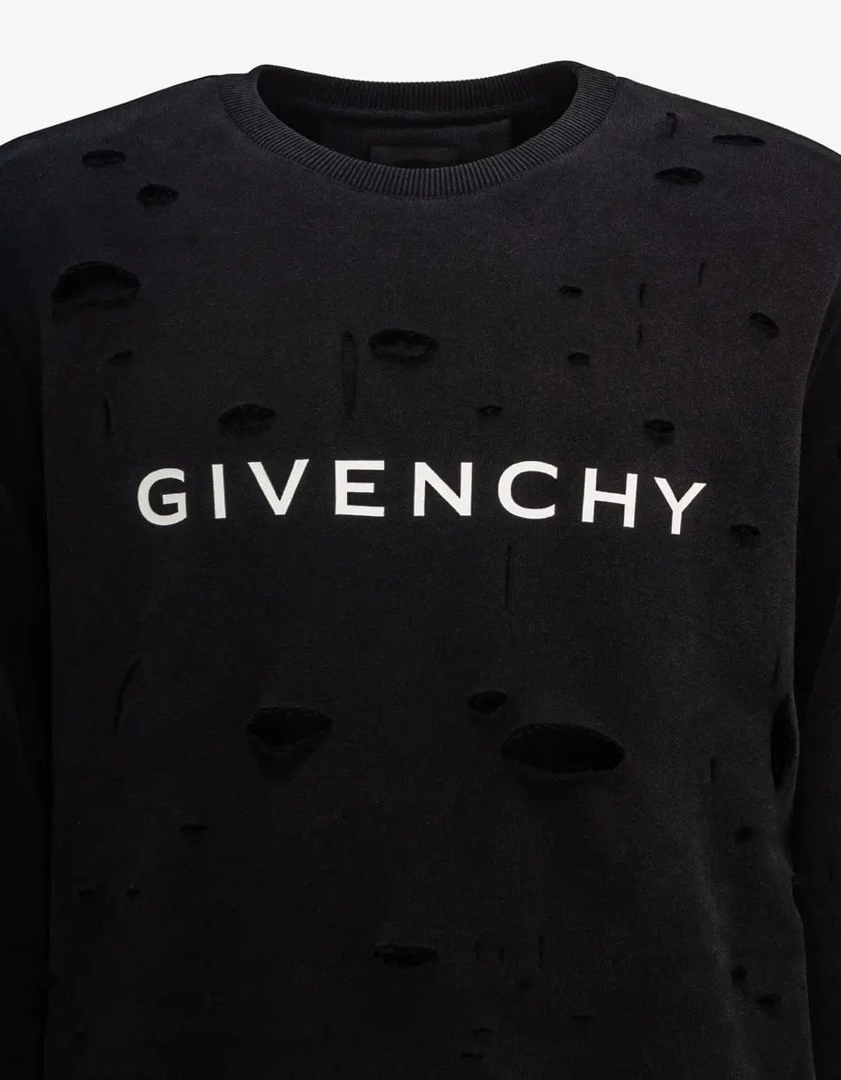 Givenchy Black Archetype Logo Destroyed Sweatshirt
