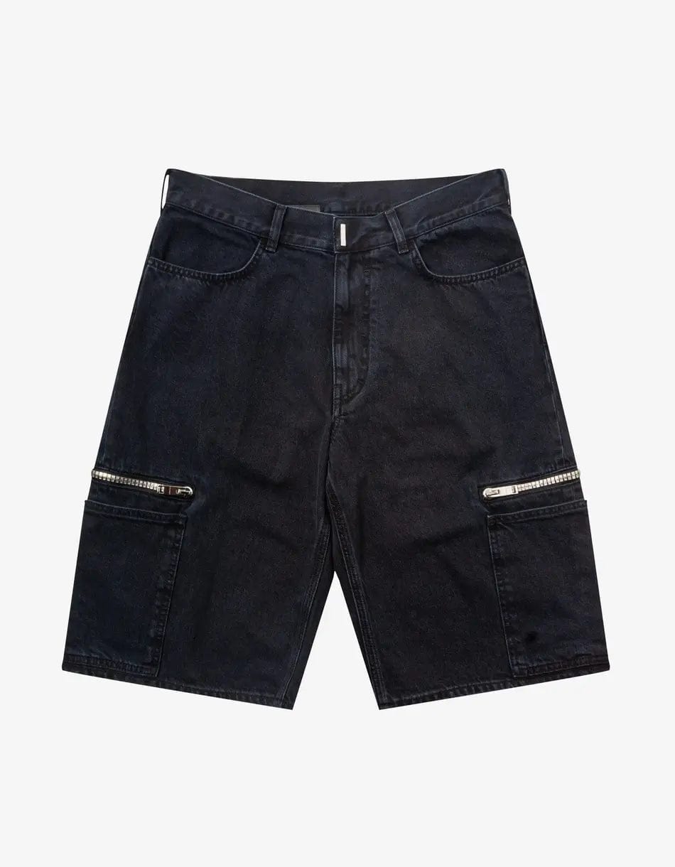 Givenchy Black Denim Cargo Bermuda Shorts