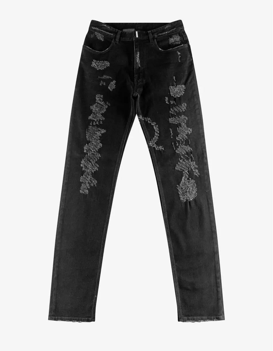 Givenchy Black Destroyed Denim Slim Jeans