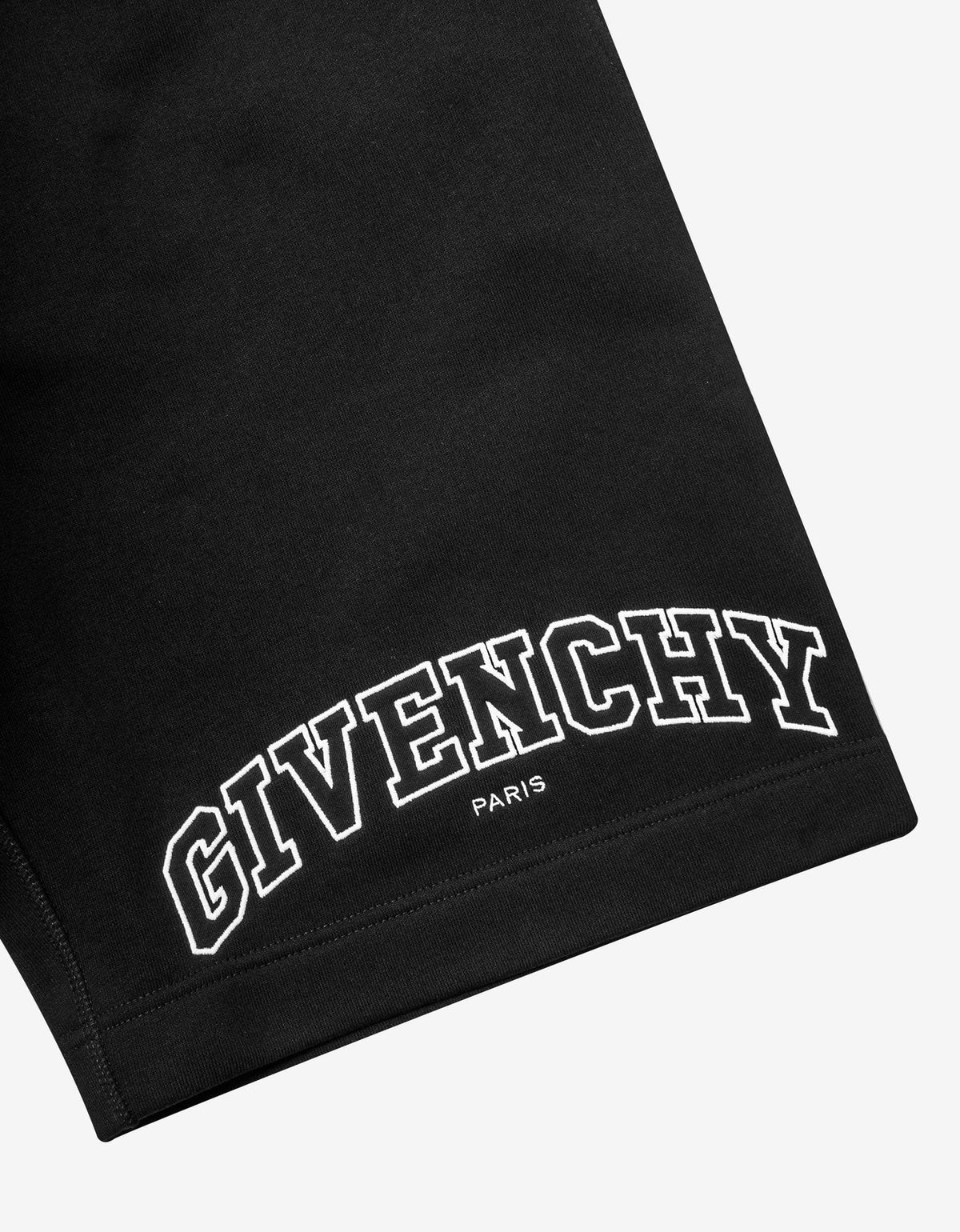 Givenchy Black Embroidered College Logo Sweat Shorts