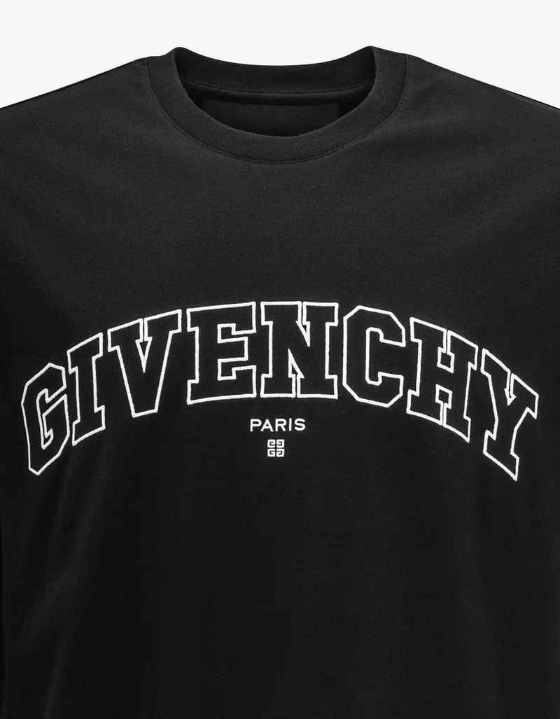 Givenchy Black Embroidered College Logo T-Shirt