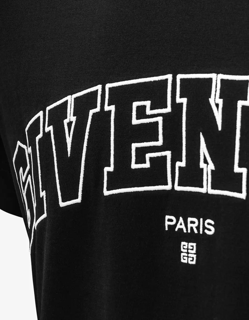 Givenchy Black Embroidered College Logo T-Shirt