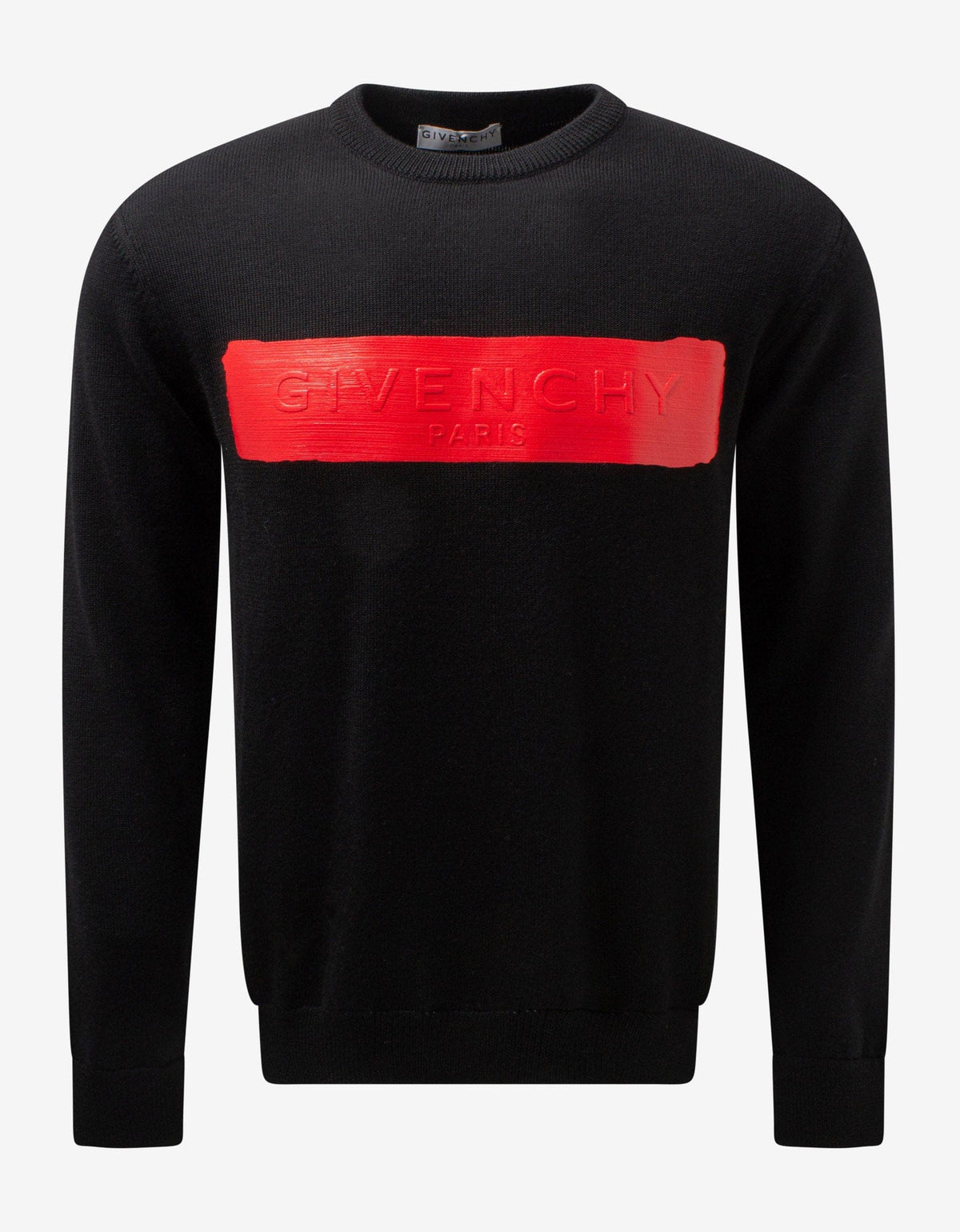 Givenchy Black Latex Logo Wool Sweater