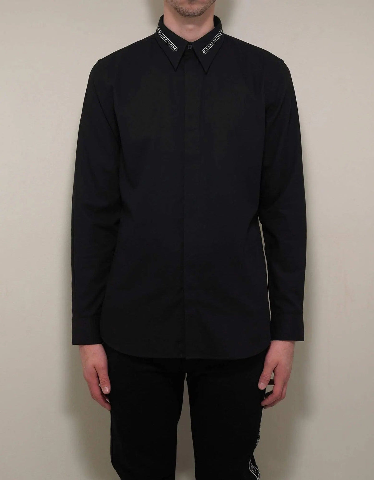 Givenchy Black Logo Collar Shirt