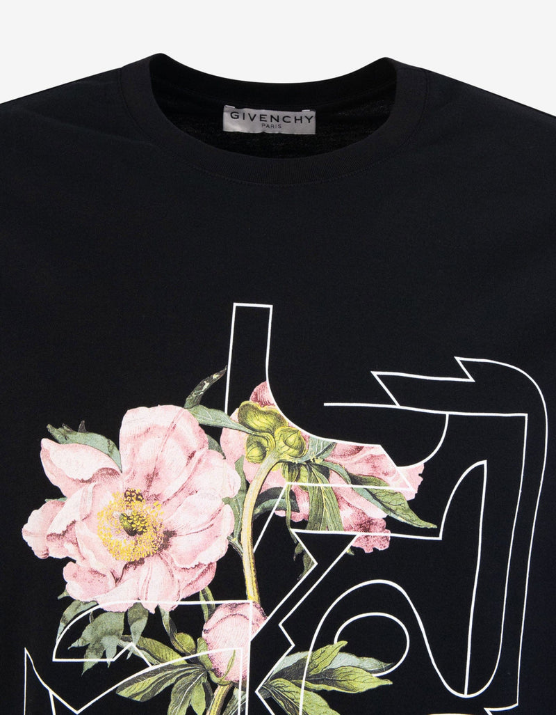 Givenchy Black Peony Print T-Shirt