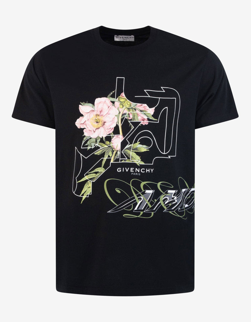 Givenchy Black Peony Print T-Shirt