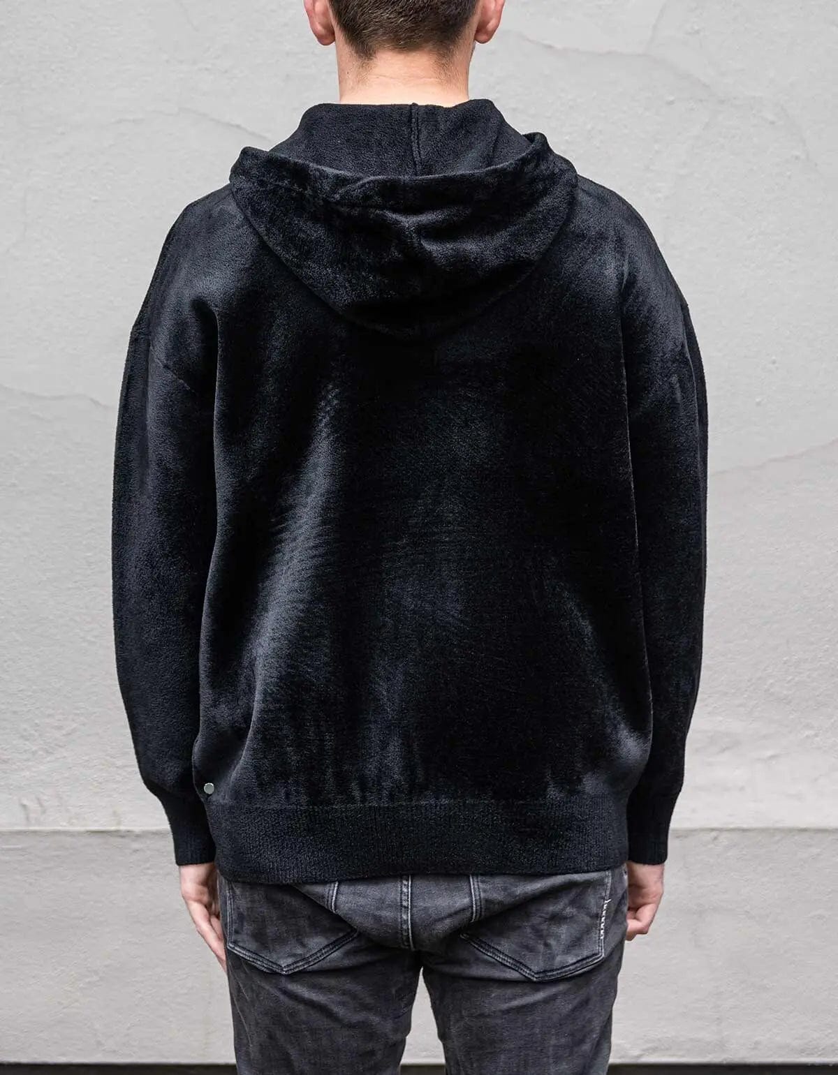 Givenchy Black Velvet Zip Logo Hoodie