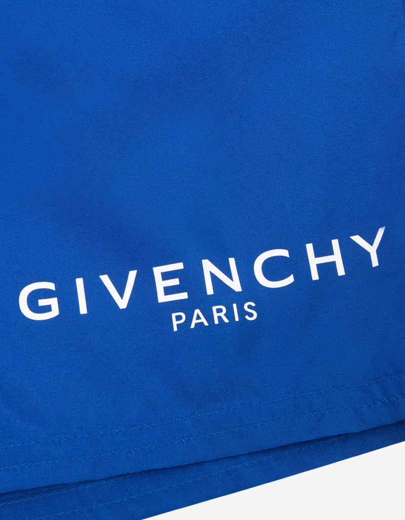 Givenchy Blue Classic Logo Long-Length Swim Shorts