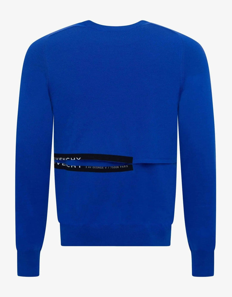 Givenchy Blue Cut Out Detail Wool Sweater