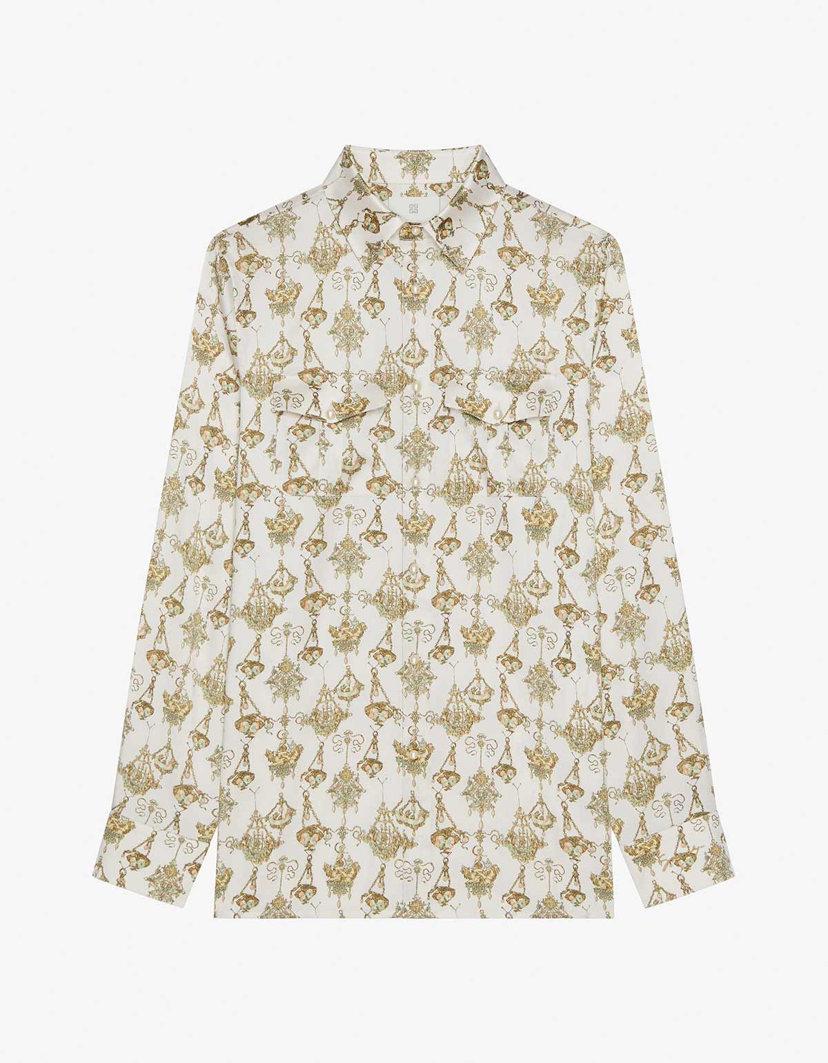 Givenchy Cream Printed Chandelier Silk Shirt