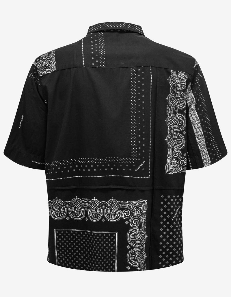 Givenchy Givenchy Black Bandana Print Patchwork Zip Shirt