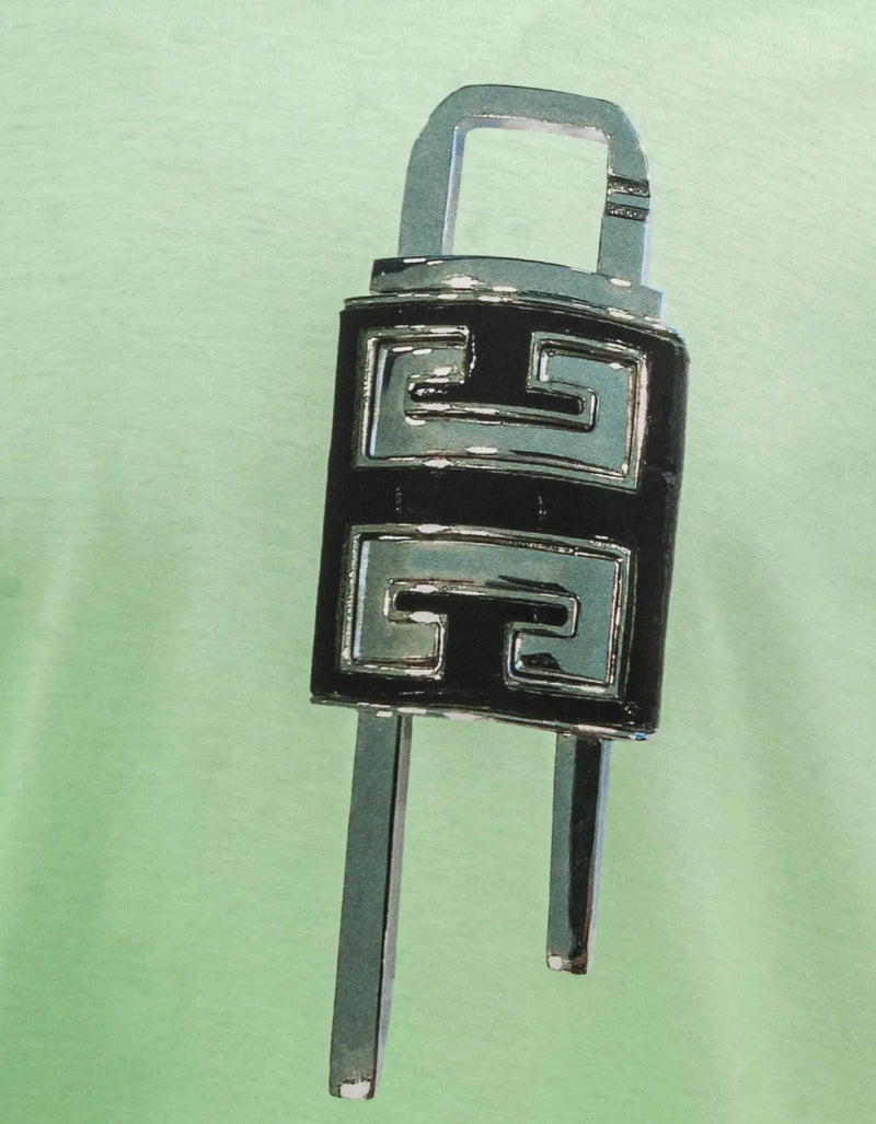 Givenchy Green 4G Padlock Print T-Shirt