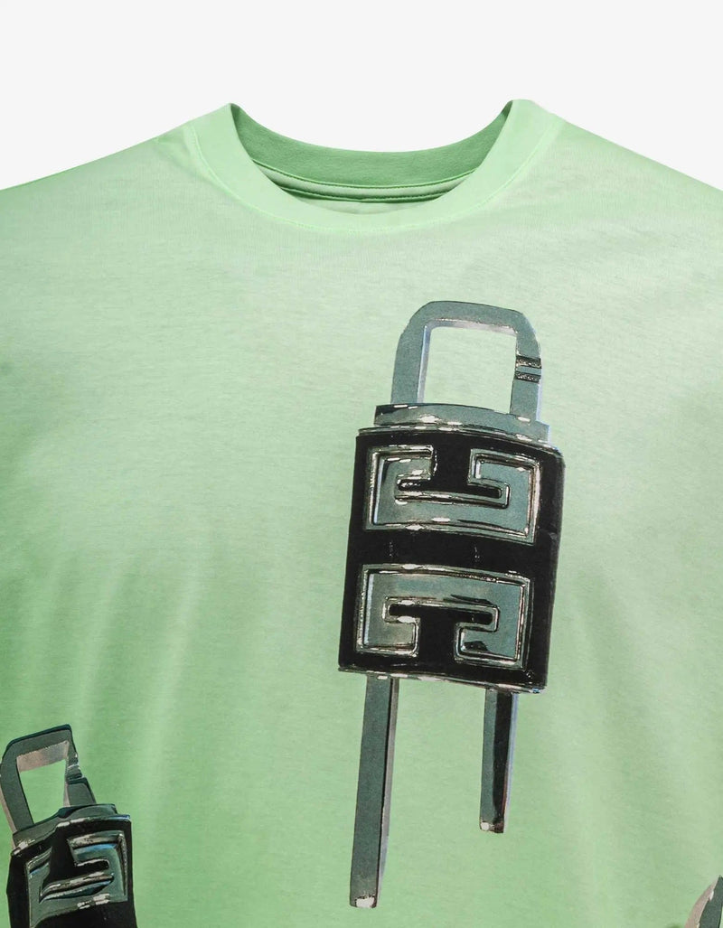 Givenchy Green 4G Padlock Print T-Shirt