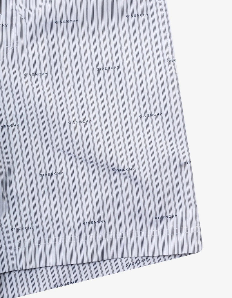 Givenchy Grey All-Over Logo Stripe Shorts