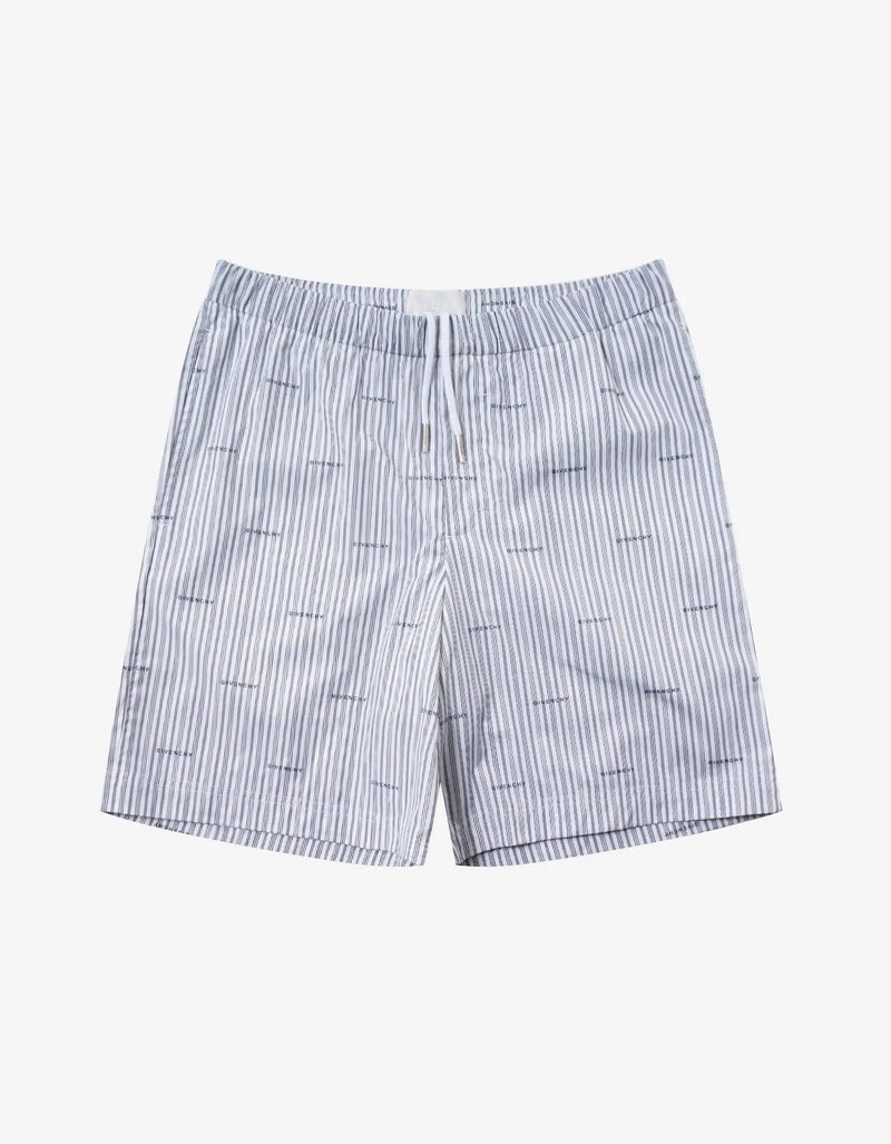 Givenchy Grey All-Over Logo Stripe Shorts