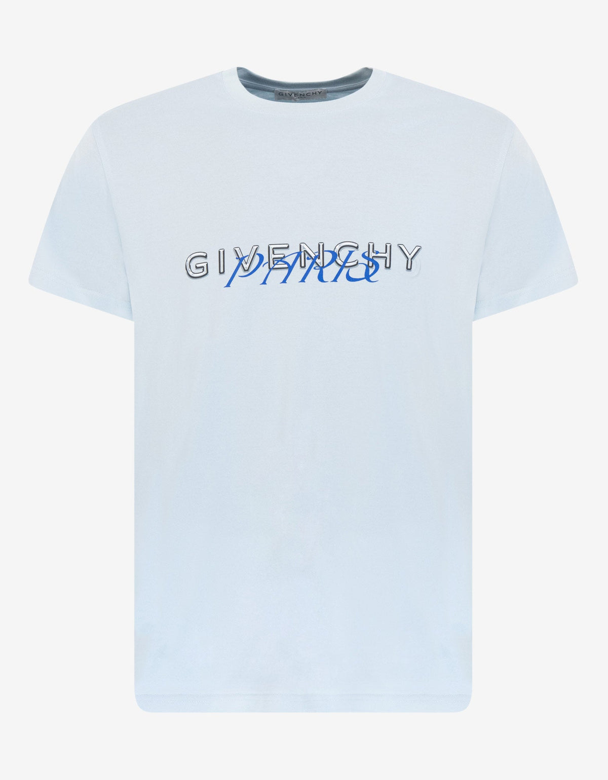 Givenchy Light Blue Calligraphic Logo Print T-Shirt