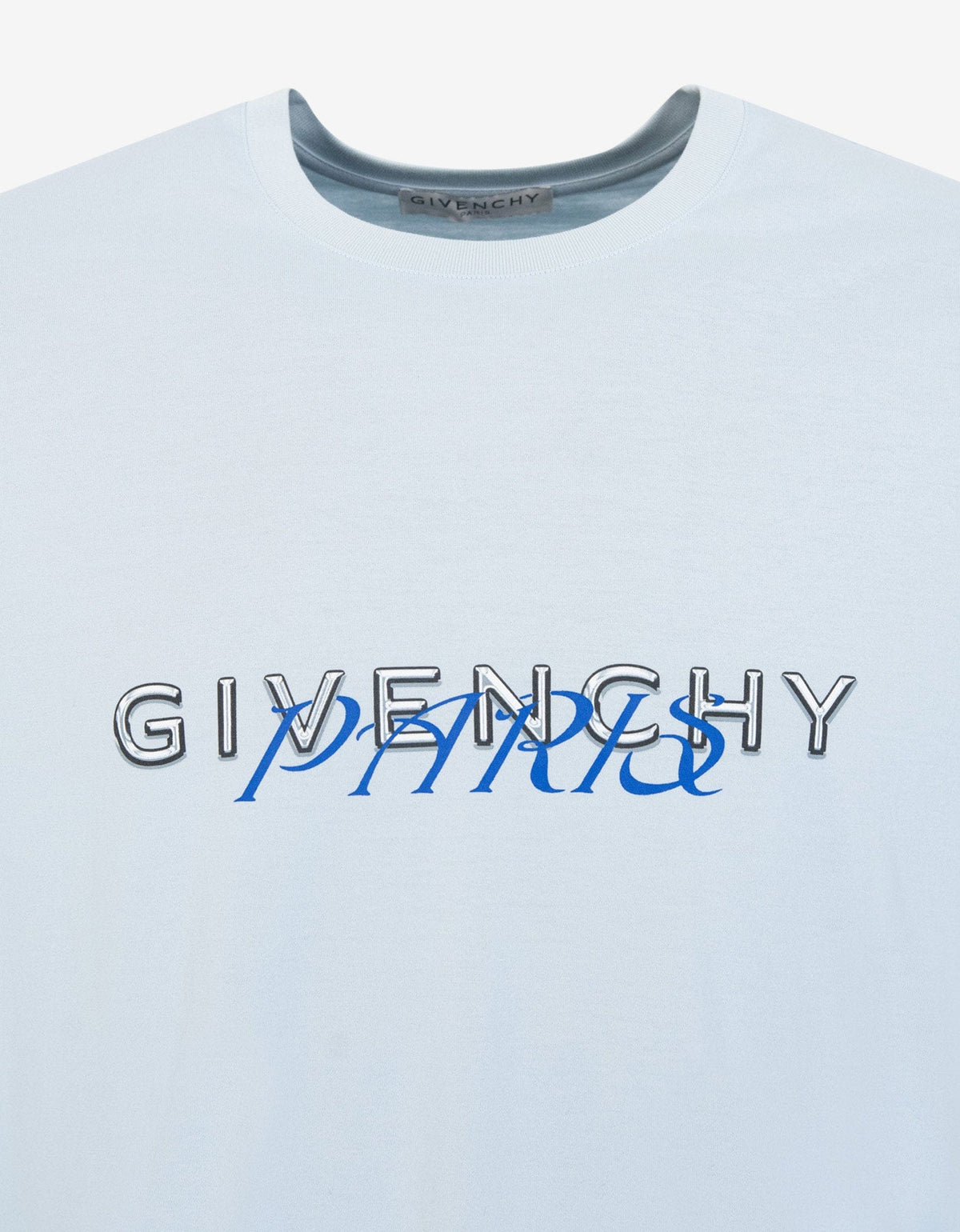 Givenchy Light Blue Calligraphic Logo Print T-Shirt