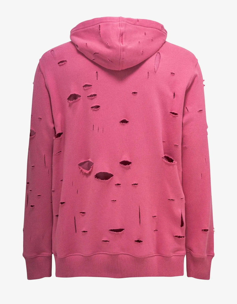 Givenchy Pink Archetype Logo Destroyed Hoodie