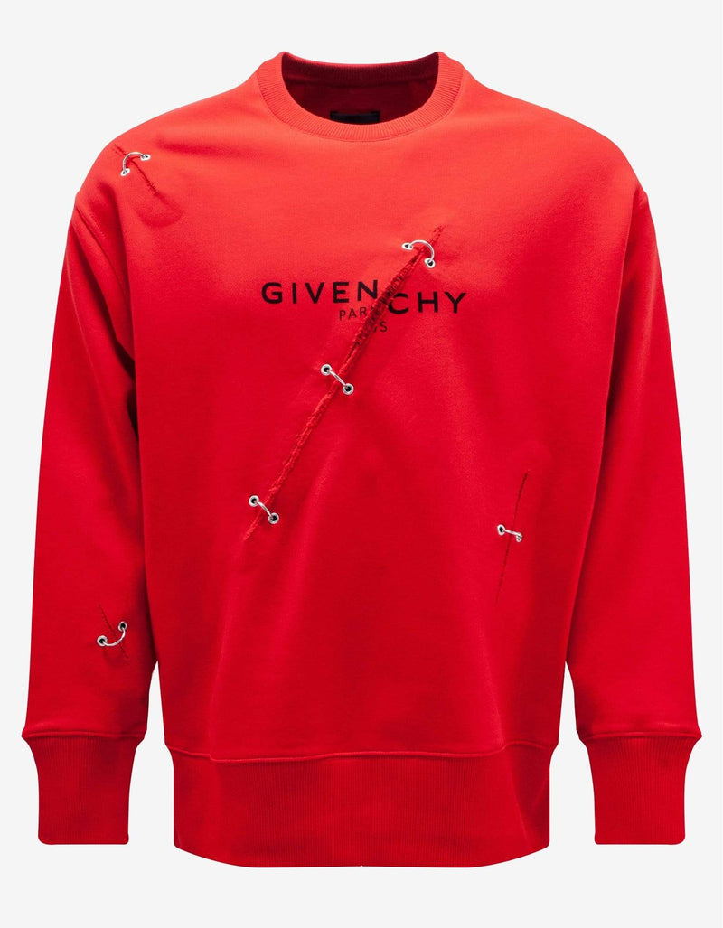 Givenchy Red Rip Detail Oversized Sweatshirt