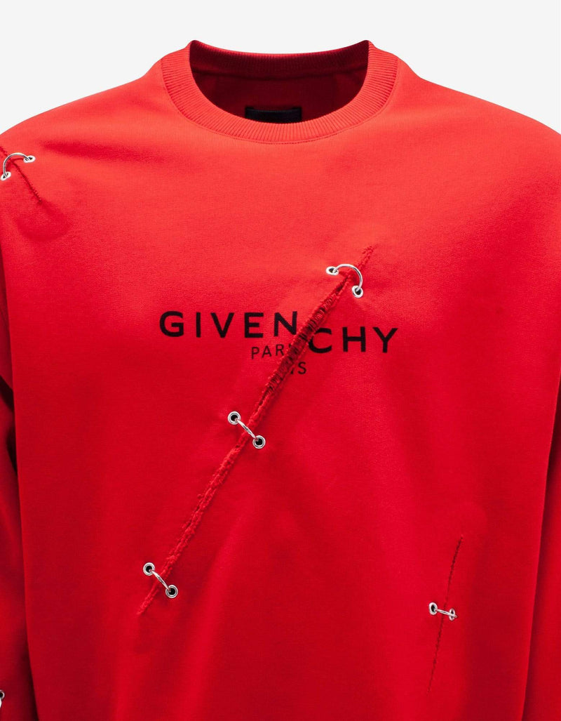 Givenchy Red Rip Detail Oversized Sweatshirt